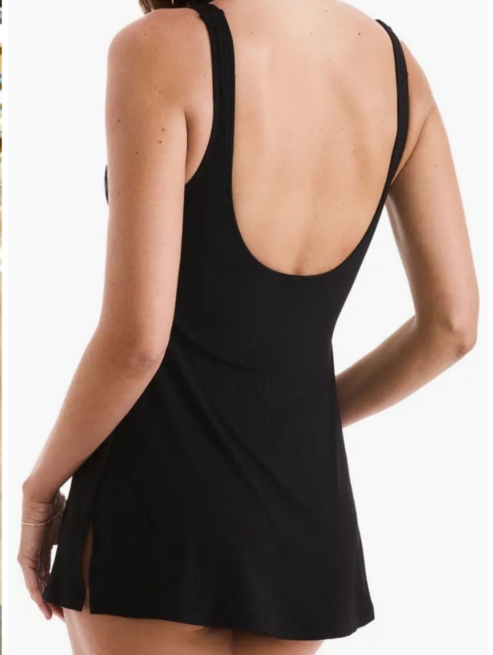 Classic Square-Neck One-Piece Swimdress in Black - Picture 2 of 2